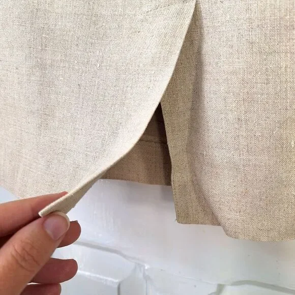 Rafaella 100% Linen Tan Knee Length Skirt Sz 16 - Picture 5 of 11